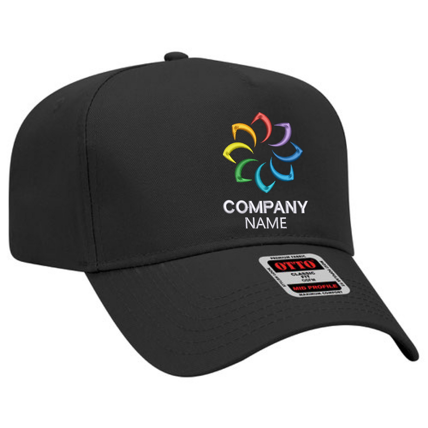 Customized Embroidered 5 Panel Mid Profile Baseball Cap