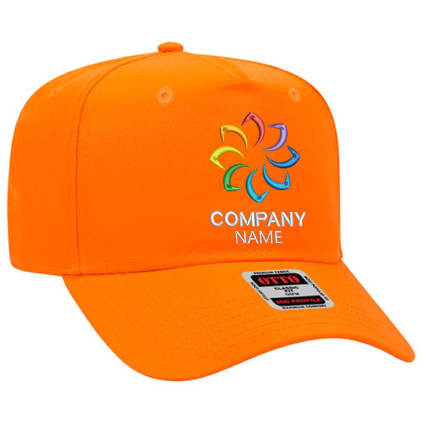 Customized Embroidered 5 Panel Mid Profile Baseball Cap