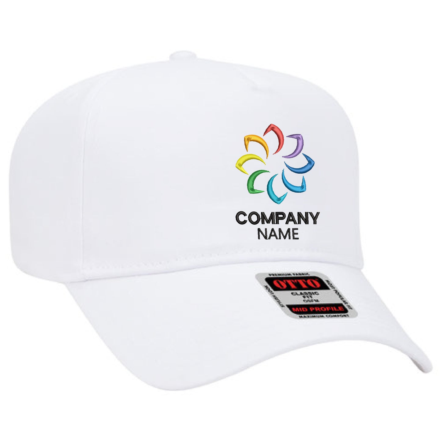 Customized Embroidered 5 Panel Mid Profile Baseball Cap