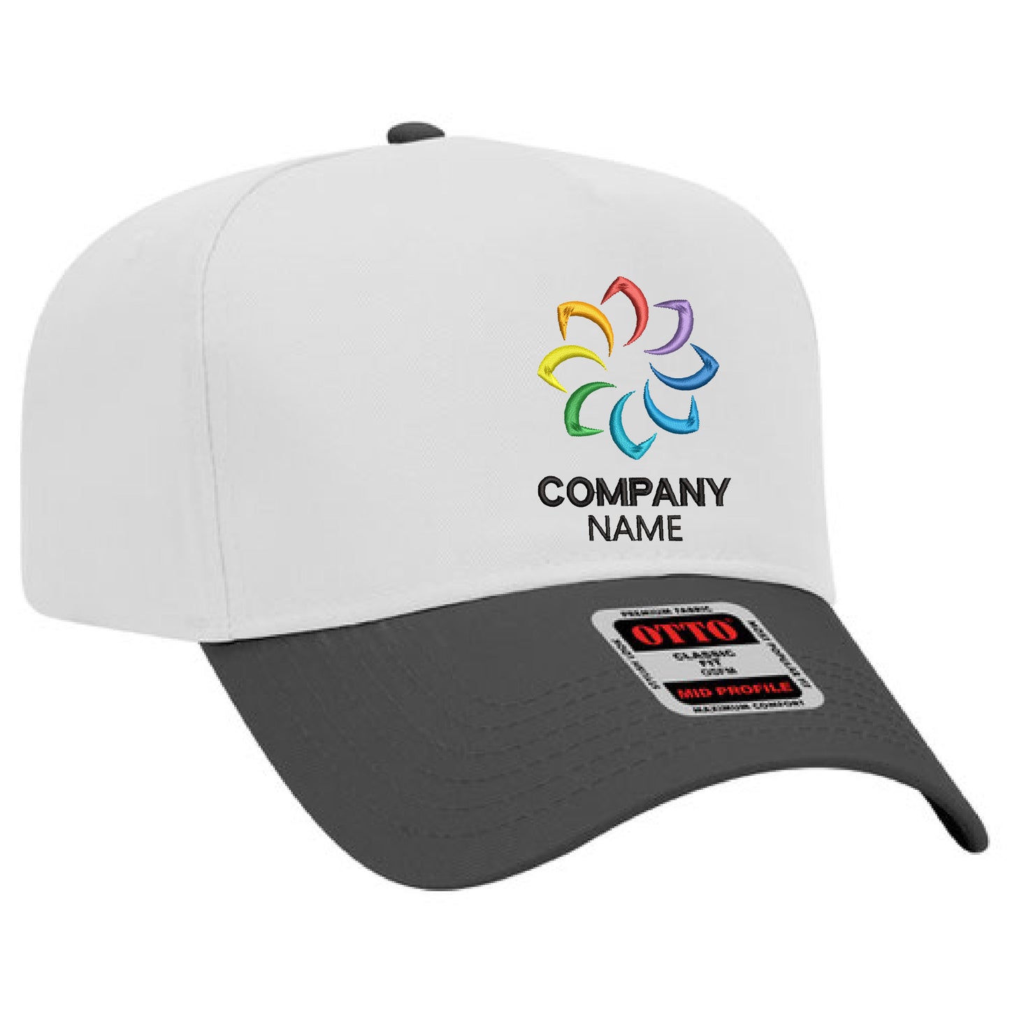 Customized Embroidered 5 Panel Mid Profile Baseball Cap