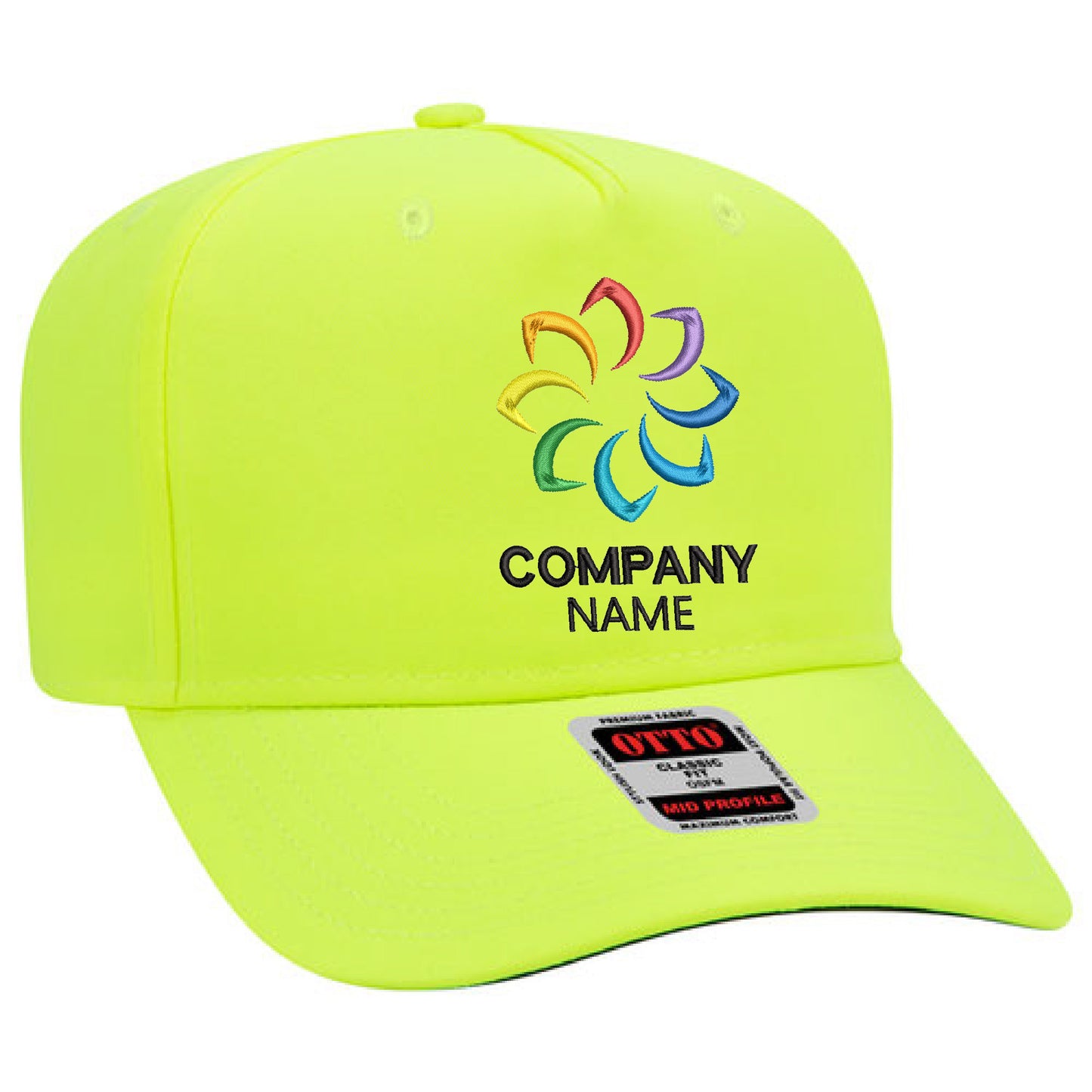 Customized Embroidered 5 Panel Mid Profile Baseball Cap