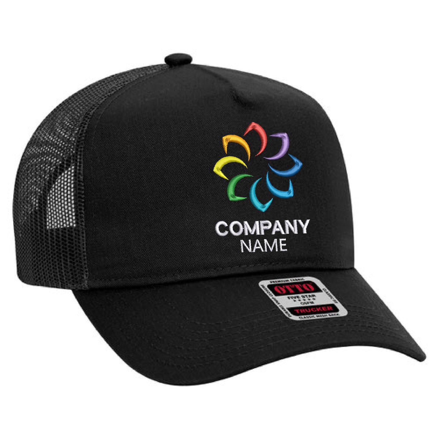 Customized Embroidered 5 Panel High Crown Mesh Back Trucker Hat