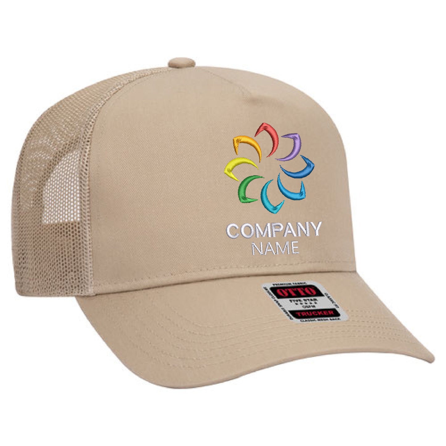 Customized Embroidered 5 Panel High Crown Mesh Back Trucker Hat