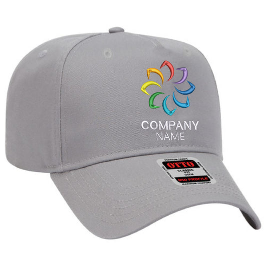 Customized Embroidered 5 Panel Mid Profile Baseball Cap