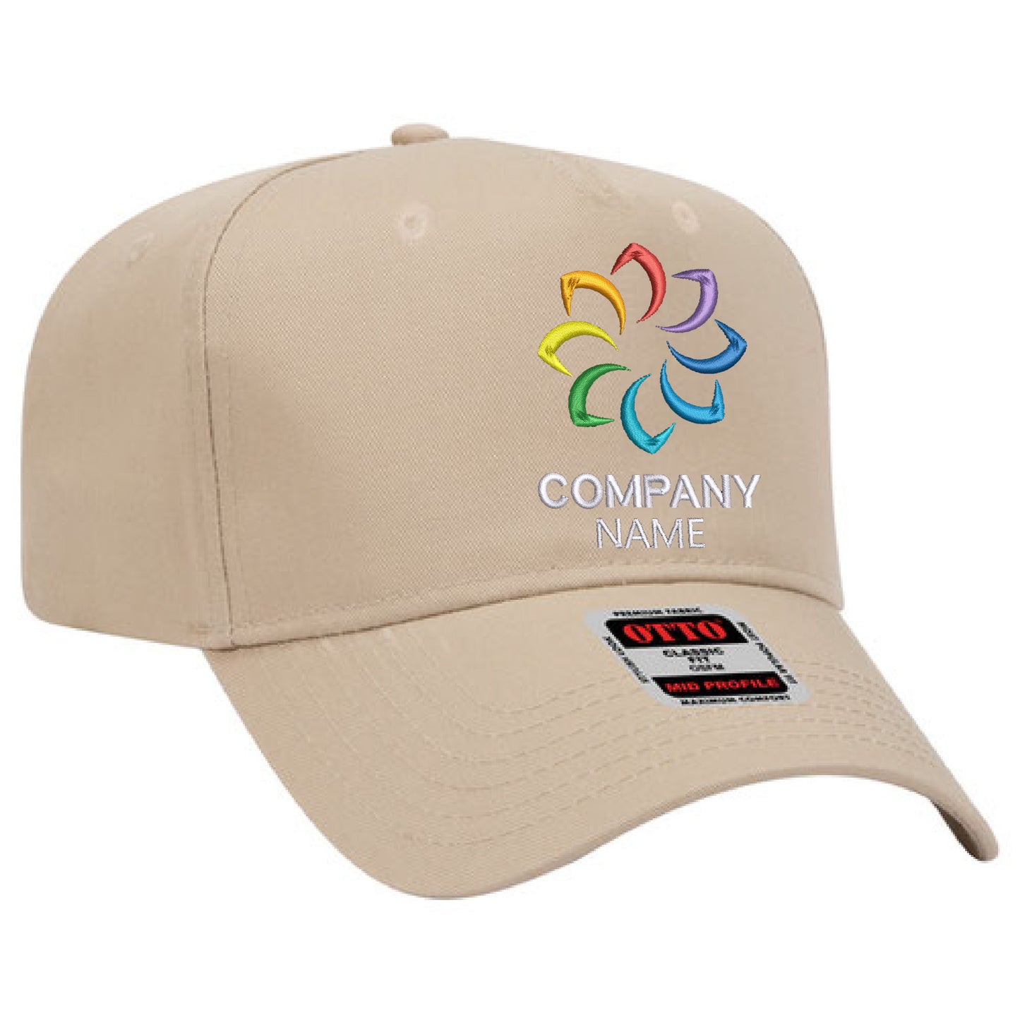 Customized Embroidered 5 Panel Mid Profile Baseball Cap