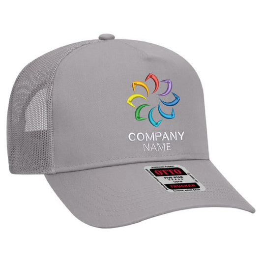 Customized Embroidered 5 Panel High Crown Mesh Back Trucker Hat